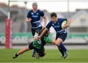 21 September 2012; Bobby Holland, Leinster, is tackled by Brian Teape, Connacht. Under 20 Interprovincial, Connacht v Leinster, Sportsground, Galway. Picture credit: Stephen McCarthy / SPORTSFILE