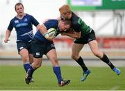 21 September 2012; Ed Byrne, Leinster, with support from team-mate Bryan Byrne, left, is tackled by Darragh Leader, Connacht. Under 20 Interprovincial, Connacht v Leinster, Sportsground, Galway. Picture credit: Stephen McCarthy / SPORTSFILE