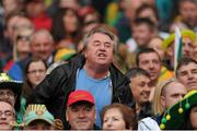 23 September 2012; A Mayo supporter disagrees with the referee during the early stages of the game. Supporters at GAA Football All-Ireland Championship Finals, Croke Park, Dublin. Picture credit: Pat Murphy / SPORTSFILE