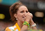 23 September 2012; Donegal supporter Colleen McDaid, from Letterkenny, watches the game. Supporters at GAA Football All-Ireland Championship Finals, Croke Park, Dublin. Picture credit: Pat Murphy / SPORTSFILE