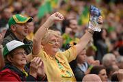 23 September 2012; A Donegal supporter celebrates a score during the game. Supporters at GAA Football All-Ireland Championship Finals, Croke Park, Dublin. Picture credit: Pat Murphy / SPORTSFILE
