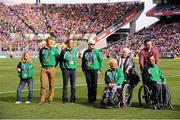 30 September 2012; Members of Team Ireland Paralympic team parade their medals which they won at the London 2012 Paralympic Games. GAA Hurling All-Ireland Senior Championship Final Replay, Kilkenny v Galway, Croke Park, Dublin. Picture credit: David Maher / SPORTSFILE