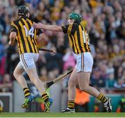 30 September 2012; Kilkenny Walter Walsh, 14, is congratulated by team-mate Henry Shefflin as he leaves the pitch to be substituted on his debut for Kilkenny. GAA Hurling All-Ireland Senior Championship Final Replay, Kilkenny v Galway, Croke Park, Dublin. Picture credit: Brendan Moran / SPORTSFILE