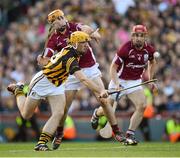 30 September 2012; Colin Fennelly, Kilkenny, on his way to scoring his side's third goal despite the tackle of Johnny Coen, Galway. GAA Hurling All-Ireland Senior Championship Final Replay, Kilkenny v Galway, Croke Park, Dublin. Picture credit: Ray McManus / SPORTSFILE