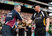 30 September 2012; Kilkenny manager Brian Cody shakes hands with Galway manager Anthony Cunnigham, left, ahead of the game. GAA Hurling All-Ireland Senior Championship Final Replay, Kilkenny v Galway, Croke Park, Dublin. Picture credit: Stephen McCarthy / SPORTSFILE