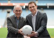 3 October 2012; Tyrone manager Mickey Harte, left, and John McAreavey in attendance at the launch of a Match for Michaela – A Festival with Football, which will see reigning GAA Football All-Ireland Senior champions Donegal play against an Ulster selection on Saturday, November, the 3rd, in a fundraising match for the Michaela Foundation. Croke Park, Dublin. Picture credit: Matt Browne / SPORTSFILE