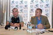 3 October 2012; Connacht head coach Eric Elwood, left, alongside Chief Executive Tom Sears, speaking to the media during a press conference. Connacht Rugby Squad Press Conference, The G Hotel, Wellpark, Galway. Picture credit: Diarmuid Greene / SPORTSFILE