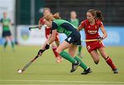 4 October 2012; Miriam Crowley, Ireland, in action against Judith Vandermeiren, Belgium. Women’s Electric Ireland Hockey Champions, Challenge 1, Quarter-Final, Ireland v Belgium, National Hockey Stadium, UCD, Belfield, Dublin. Picture credit: Matt Browne / SPORTSFILE