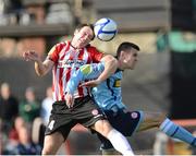 7 October 2012; Barry Molloy, Derry City, in action against Kevin Dawson, Shelbourne. FAI Ford Cup semi-final, Derry City v Shelbourne, Brandywell, Derry. Picture credit: Oliver McVeigh / SPORTSFILE