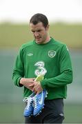 9 October 2012; Republic of Ireland's John O'Shea at the end of squad training ahead of their side's FIFA World Cup Qualifier match against Germany on Friday. Republic of Ireland Squad Training, Gannon Park, Malahide, Co. Dublin. Picture credit: David Maher / SPORTSFILE