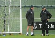 11 October 2012; Republic of Ireland manager Giovanni Trapattoni with assistant manager Marco Tardelli during squad training ahead of their side's FIFA World Cup Qualifier match against Germany on Friday. Republic of Ireland Squad Training, Gannon Park, Malahide, Co. Dublin. Picture credit: Brian Lawless / SPORTSFILE