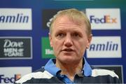 11 October 2012; Leinster head coach Joe Schmidt during a press conference ahead of their side's Heineken Cup, Pool 5, Round 1, match against Exeter Chiefs on Saturday. Leinster Rugby Press Conference, UCD, Belfield, Dublin. Picture credit: Matt Browne / SPORTSFILE