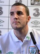 11 October 2012; Republic of Ireland's John O'Shea during a press conference ahead of their side's FIFA World Cup Qualifier match against Germany on Friday. Republic of Ireland Squad Press Conference, Grand Hotel, Malahide, Co. Dublin. Picture credit: Brian Lawless / SPORTSFILE