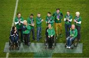 12 October 2012; Irish medallists in the London 2012 Olympic and Paralympic games are introduced to the crowd at half-time. 2014 FIFA World Cup Qualifier, Group C, Republic of Ireland v Germany, Aviva Stadium, Lansdowne Road, Dublin. Picture credit: Brendan Moran / SPORTSFILE