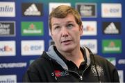 13 October 2012; Exeter Chiefs head coach Tom Baxter during the post-match press conference. Heineken Cup 2012/13, Pool 5, Round 1, Leinster v Exeter Chiefs, RDS, Ballsbridge, Dublin. Picture credit: Stephen McCarthy / SPORTSFILE