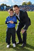 13 October 2012; Mascot Philip Guinan, age 6, from Blackrock, Co. Dublin, with Dave Kearney at Leinster v Exeter Chiefs. Heineken Cup 2012/13, Pool 5, Round 1, Leinster v Exeter Chiefs, RDS, Ballsbridge, Dublin. Picture credit: Brendan Moran / SPORTSFILE