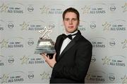 26 October 2012; Lee Keegan, Mayo, with his 2012 GAA GPA All-Star Football award, at the GAA GPA All-Star Awards 2012, Sponsored by Opel, National Convention Centre, Dublin. Photo by Sportsfile