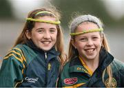 28 October 2012; Rhode supporters Eimear Quinn, left, age 11, with her cousin Niamh Quinn, age 10, both from Rhode, Co. Offaly. GAA Football Senior Club Championship, First Round, Rhode v St Patrick's, O'Connor Park, Tullamore, Co. Offaly. Picture credit: David Maher / SPORTSFILE
