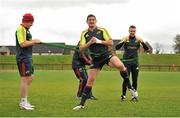 31 October 2012; Munster players, from left to right, James Coughlan, James Downey and Niall Ronan train separate from team-mates during squad training ahead of their side's Celtic League 2012/13, Round 8, match against Cardiff Blues on Friday. Munster Rugby Squad Training, University of Limerick, Limerick. Picture credit: Diarmuid Greene / SPORTSFILE