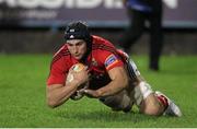 2 November 2012; Tommy O'Donnell, Munster, goes over to score his side's first try. Celtic League 2012/13, Round 8, Cardiff Blues v Munster, Cardiff City Stadium, Cardiff, Wales. Picture credit: Steve Pope / SPORTSFILE