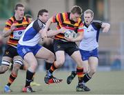 3 November 2012; Jack O'Connell, Lansdowne, is tackled by Pat Galvin, left, and James Ryan, Cork Constitution. Ulster Bank League, Division 1A, Lansdowne v Cork Constitution, Aviva Stadium, Lansdowne Road, Dublin. Photo by Sportsfile