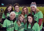 3 November 2012; Supporters from left, back row, Catherine Cullen, Orla Furley, Aoibheann McCormack, Leona Bradley. Front row from left, Grace Quinn, Sarah Rush and Lena Toland, from Omagh, Co Tyrone. Match for Michaela, Donegal v Ulster Football Selection XV, Casement Park, Belfast, Co. Antrim. Picture credit: Matt Browne / SPORTSFILE