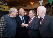 4 November 2012; Former St. Patrick's Athletic players and managers, from left, Eoin Hand, manager from 1983 to 1984, FAI cup winner Dinny Lowry, who was the goalkeeper in the 1961 team with his winners medal, Brian Kerr, manager from 1986 to 1996, and Willie Roche who played from 1964 to 1981, in Paddy Cullens Bar, ahead of the game. 2012 FAI Ford Cup Final, Derry City v St. Patrick's Athletic, Aviva Stadium, Lansdowne Road, Dublin. Picture credit: Matt Browne / SPORTSFILE