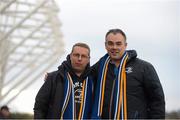 4 November 2012; Leinster supporters Michael Rooney, left, and Stephen Collins, from Killiney, Co. Dublin, ahead of the game. Celtic League 2012/13, Round 8, Ospreys v Leinster, Liberty Stadium, Swansea, Wales. Picture credit: Stephen McCarthy / SPORTSFILE