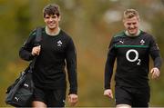 6 November 2012; Ireland's Donncha O'Callaghan, left, and Jamie Heaslip arrive for squad training ahead of their side's Autumn International match against South Africa on Saturday. Ireland Rugby Squad Training, Carton House, Maynooth, Co. Kildare. Photo by Sportsfile