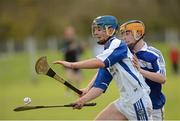 9 November 2012; Patrick Curran, Dungarvan Colleges, in action against Partick Murphy, Gaelcholaiste. Mhuire. Dr. Harty Cup Senior 'A' Hurling, Gaelcholaiste. Mhuire, Cork v Dungarvan Colleges, Waterford, Castlemartyr GAA Club, Castlemartyr, Co. Cork. Picture credit: Matt Browne / SPORTSFILE