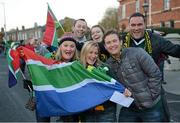 10 November 2012; A group of South Africa supporters make their way to the game. Autumn International, Ireland v South Africa, Aviva Stadium, Lansdowne Road, Dublin. Picture credit: Ray McManus / SPORTSFILE