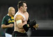 10 November 2012; Cian Healy, Ireland, loses his shirt after an aggressive passage of play. Autumn International, Ireland v South Africa, Aviva Stadium, Lansdowne Road, Dublin. Picture credit: David Maher / SPORTSFILE