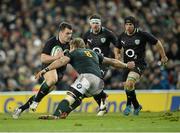 10 November 2012; Cian Healy, Ireland, is tackled by Duane Vermeulen, South Africa. Autumn International, Ireland v South Africa, Aviva Stadium, Lansdowne Road, Dublin. Picture credit: Stephen McCarthy / SPORTSFILE