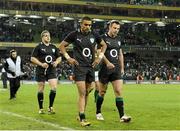 10 November 2012; Ireland players, from left, Sean Cronin, Simon Zebo and Tommy Bowe leave the pitch after the game. Autumn International, Ireland v South Africa, Aviva Stadium, Lansdowne Road, Dublin. Picture credit: David Maher / SPORTSFILE
