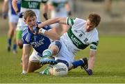 11 November 2012; Hugh Coghlan, Portlaoise, in action against Dean Healy, St. Patrick's. AIB Leinster GAA Football Senior Championship Quarter-Final, St. Patrick's, Wicklow v Portlaoise, Co. Laois, County Grounds, Aughrim, Co. Wicklow. Picture credit: Barry Cregg / SPORTSFILE
