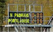 11 November 2012; A general view of scoreboard at half-time. AIB Leinster GAA Football Senior Championship Quarter-Final, St. Patrick's, Wicklow v Portlaoise, Co. Laois, County Grounds, Aughrim, Co. Wicklow. Picture credit: Barry Cregg / SPORTSFILE