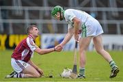 11 November 2012; Michael Fagan, Dicksboro, is consoled by Henry Shefflin, Ballyhale Shamrocks, after the game. Kilkenny County Senior Club Hurling Championship Final, Ballyhale Shamrocks v Dicksboro, Nowlan Park, Kilkenny. Picture credit: Brendan Moran / SPORTSFILE