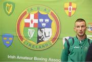 13 November 2012; Minister of State for Tourism & Sport Michael Ring T.D. presented Olympic boxers with framed first day cover envelopes featuring two stamps issued by An Post in July to mark Ireland's involvement in the 2012 Olympic Games. At the event is John Joe Nevin. National Stadium, South Circular Road, Dublin. Picture credit: Brian Lawless / SPORTSFILE