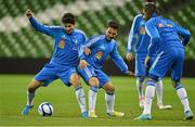 13 November 2012; Greece's Panagiotis Kone, left, Sotiris Ninis and Georgios Samaras during squad training ahead of their Friendly International against the Republic of Ireland on Wednesday. Greece Squad Training, Aviva Stadium, Lansdowne Road, Dublin. Picture credit: Brendan Moran / SPORTSFILE