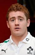 15 November 2012; Ireland's Paddy Jackson during a press conference ahead of their side's Autumn International match against Fiji on Saturday. Ireland Rugby Squad Press Conference, Savoy Hotel, Limerick. Picture credit: Diarmuid Greene / SPORTSFILE