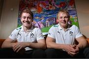 15 November 2012; Ireland's Paddy Jackson, left, and Luke Marshall after a press conference ahead of their side's Autumn International match against Fiji on Saturday. Ireland Rugby Squad Press Conference, Savoy Hotel, Limerick. Picture credit: Diarmuid Greene / SPORTSFILE