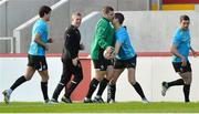 16 November 2012; Ireland players, from left to right, Conor Murray, Keith Earls, Mike Ross, Jonathan Sexton and Fergus McFadden during the captain's run ahead of their side's Autumn International match against Fiji on Saturday. Ireland Rugby Squad Captain's Run, Thomond Park, Limerick. Picture credit: Diarmuid Greene / SPORTSFILE