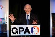 15 November 2012; Donald R. Keough, Chairman of the Board, Allen & Company Incorporated, speaking as he makes his Acceptance Remarks at the Gaelic Players Association Ireland - U.S. Gaelic Heritage Awards & Dinner Gala in his honour. Marriott Marquis New York Westside Ballroom, Broadway,  Times Square, New York, USA. Picture credit: Ray McManus / SPORTSFILE