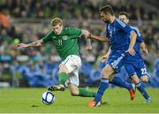 14 November 2012; James McClean, Republic of Ireland in action against Giannis Maniatis, 2, and Kostas Fortounis, Greece. Friendly International, Republic of Ireland v Greece, Aviva Stadium, Lansdowne Road, Dublin. Picture credit: Matt Browne / SPORTSFILE