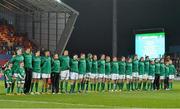 17 November 2012; The Ireland XV team stand together during the playing of the National Anthem before the game. Autumn International, Ireland XV v Fiji, Thomond Park, Limerick. Picture credit: Diarmuid Greene / SPORTSFILE