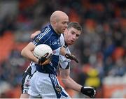 18 November 2012; Anto Healey, St Gall's, in action against Paul Greenan, Kilcoo. AIB Ulster GAA Football Senior Championship Semi-Final, St Gall's, Antrim v Kilcoo, Down, Athletic Grounds, Armagh. Picture credit: Oliver McVeigh / SPORTSFILE