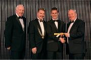 17 November 2012; Robert Heffernan, Togher AC, Co. Cork, is presented with his Irish Record Breakers Certificate by Minister of State for Tourism & Sport Michael Ring T.D., right, President of Athletics Ireland Ciarán Ó Catháin, and CEO of Woodies DIY Ray Colman, left. National Athletics Awards, in Association with Woodie’s DIY and Tipperary Crystal, Clyde Court Hotel, Ballsbridge, Dublin 4. Photo by Sportsfile