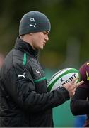 19 November 2012; Ireland's Jonathan Sexton looks on during squad training ahead of their side's Autumn International match against Argentina on Saturday. Ireland Rugby Squad Training, Carton House, Maynooth, Co. Kildare. Picture credit: Brendan Moran / SPORTSFILE