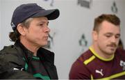 23 November 2012; Ireland assistant coach Les Kiss and Cian Healy during a press conference ahead of their side's Autumn International match against Argentina on Saturday. Ireland Rugby Squad Press Conference, Aviva Stadium, Lansdowne Road, Dublin. Picture credit: Brian Lawless / SPORTSFILE