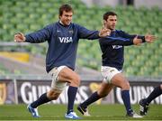 23 November 2012; Argentina's Juan Martín Hernández, left, and Martin Landajo during the captain's run ahead of their side's Autumn International match against Ireland on Saturday. Argentina Rugby Squad Captain's Run, Aviva Stadium, Lansdowne Road, Dublin. Picture credit: Brian Lawless / SPORTSFILE